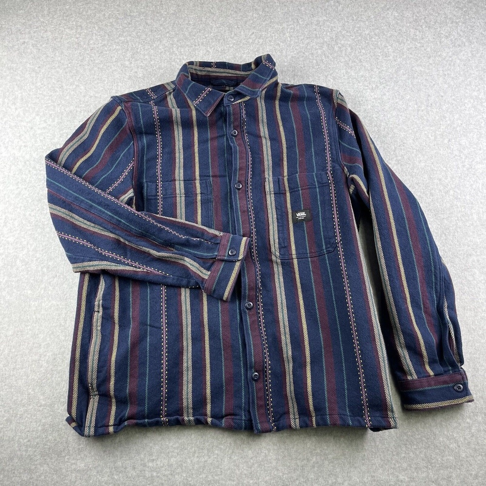 Vans Navy Blue Multicolor Striped Button-Down Shirt
